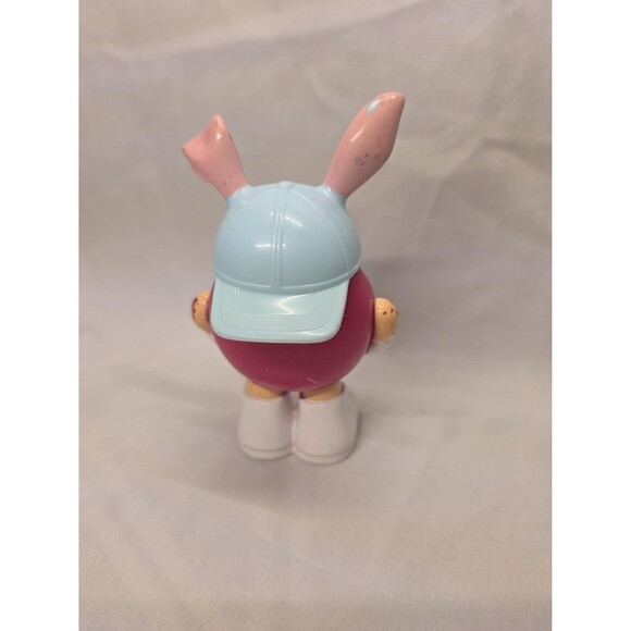 Vintage M & Ms Pink Mini Easter Candy Figure Container Blue Hat W/ Pink Bunny - Picture 2 of 6